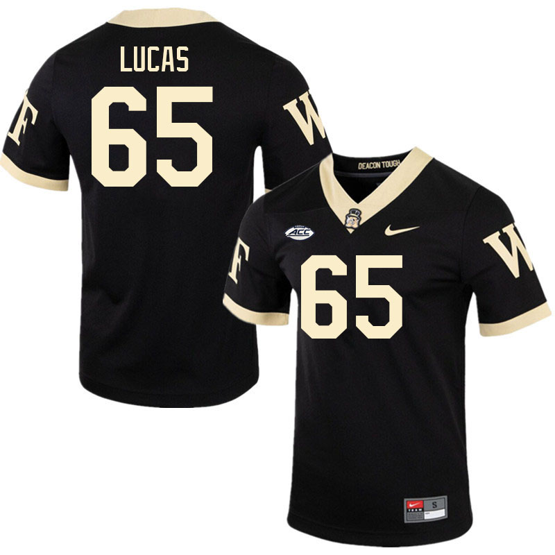 #65 Hank Lucas Wake Forest Demon Deacons College Football Jerseys Stitched-Black